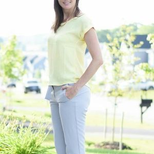 Lightweight roll sleeve blouse with zipper back